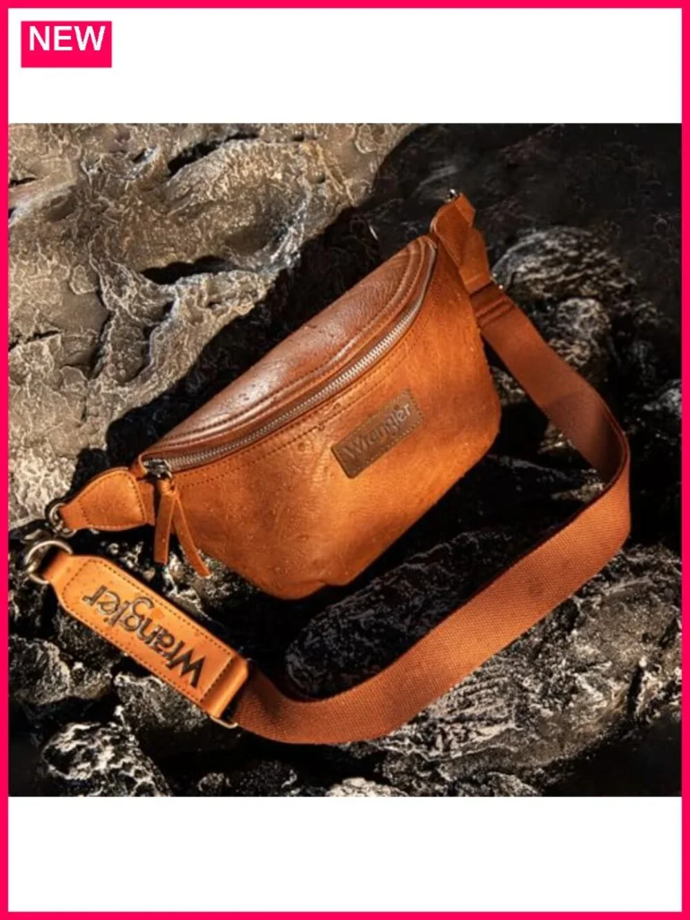 Faux Leather Crossbody Fanny Pack Travel Sling Bag with Detachable Strap